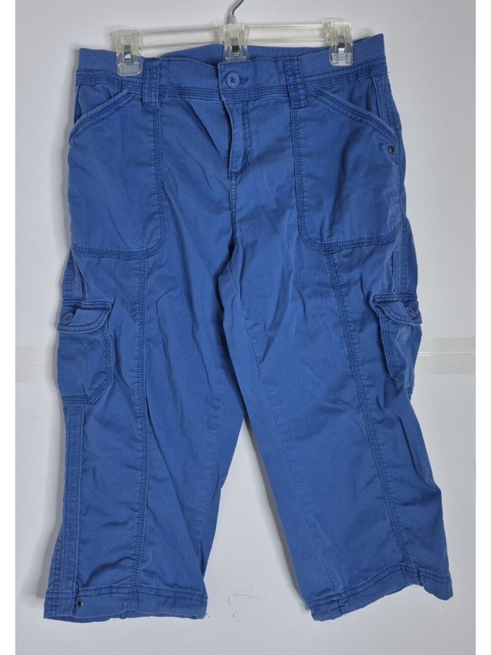 Style & Co Womens 10P Cargo Capri Pants Midrise  Royal Blue
